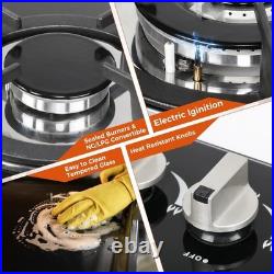 30 In Gas Cooktop Propane Gas Stove 5 Burner NG LPG Dual Fuel Tempered Glass