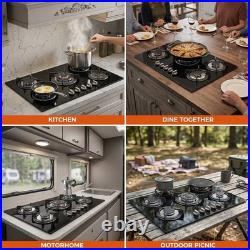 30 In Gas Cooktop Propane Gas Stove 5 Burner NG LPG Dual Fuel Tempered Glass