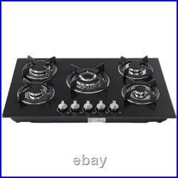 30 In Gas Cooktop Propane Gas Stove 5 Burner NG LPG Dual Fuel Tempered Glass