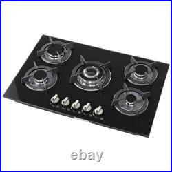 30 In Gas Cooktop Propane Gas Stove 5 Burner NG LPG Dual Fuel Tempered Glass