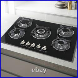 30 In Gas Cooktop Propane Gas Stove 5 Burner NG LPG Dual Fuel Tempered Glass