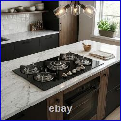 30 In Gas Cooktop Propane Gas Stove 5 Burner NG LPG Dual Fuel Tempered Glass