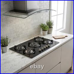 30 In Gas Cooktop Propane Gas Stove 5 Burner NG LPG Dual Fuel Tempered Glass
