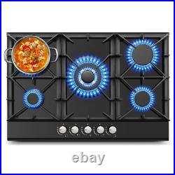 30 Inch, Amzgachfktch 5 Burners Built-in Gas Cooktop Black Tempered Glass
