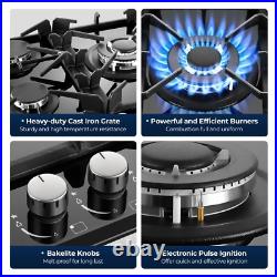30 Inch, Amzgachfktch 5 Burners Built-in Gas Cooktop Black Tempered Glass