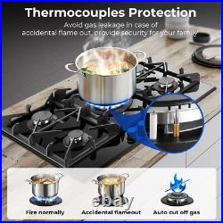 30 Inch, Amzgachfktch 5 Burners Built-in Gas Cooktop Black Tempered Glass