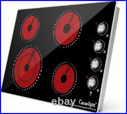 30 Inch Built-In Electric Ceramic Glass Cooktop, 4 Burners, 7200W Total Power