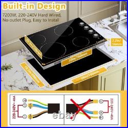 30 Inch Built-In Electric Ceramic Glass Cooktop, 4 Burners, 7200W Total Power