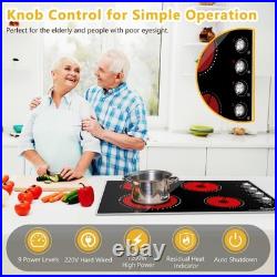30 Inch Built-In Electric Ceramic Glass Cooktop, 4 Burners, 7200W Total Power