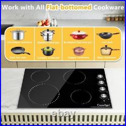 30 Inch Built-In Electric Ceramic Glass Cooktop, 4 Burners, 7200W Total Power