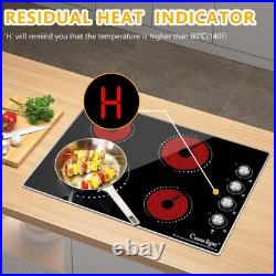 30 Inch Built-In Electric Ceramic Glass Cooktop, 4 Burners, 7200W Total Power