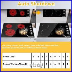 30 Inch Built-In Electric Ceramic Glass Cooktop, 4 Burners, 7200W Total Power