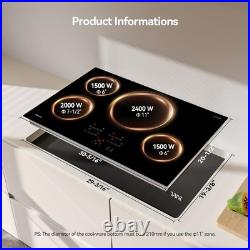 30 Inch Built-in Induction Cooktop 7400W with4 Boost Burner 240V Child Safety Lock