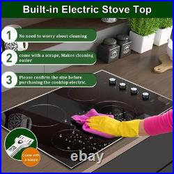 30 Inch Cooktop 4 Burners Built-In Electric Stove Glass Protection 6700W