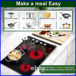 30 Inch Cooktop 4 Burners Built-In Electric Stove Glass Protection 6700W
