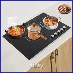 30 Inch Electric Cooktop, 4 Burner Electric Stove Top Knob Control, Built-In Cer
