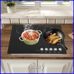30 Inch Electric Cooktop, 4 Burner Electric Stove Top Knob Control, Built-In Cer