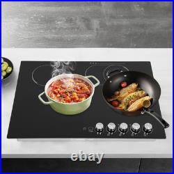 30 Inch Electric Cooktop, 4 Burner Electric Stove Top Knob Control, Built-In Cer