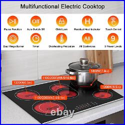 30 Inch Electric Cooktop 5 Burners Electric Stove Ceramic Cooktop, Drop-In Elect