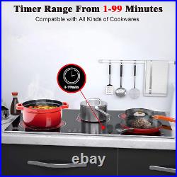 30 Inch Electric Cooktop 5 Burners Electric Stove Ceramic Cooktop, Drop-In Elect