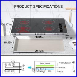 30 Inch Electric Cooktop, Built-In with 4 Elements 7000W, Timer Digital Display