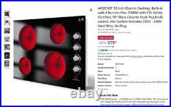 30 Inch Electric Cooktop, Built-In with 4 Elements 7000W with ETL Safety Certifi