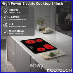 30 Inch Electric Cooktop, Built-in 5 Burner Electric Stovetop 6800W, 30 Glass