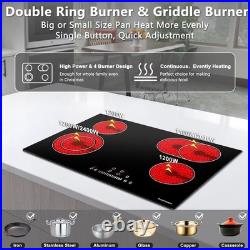 30 Inch Electric Cooktop, Built-in 5 Burner Electric Stovetop 6800W, 30 Glass