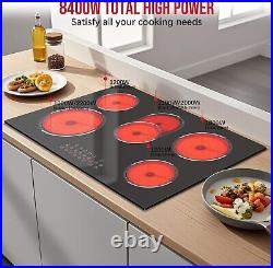 30 Inch Electric Cooktop, Built-in 5 Burner Electric Stovetop 8400W, 30 Glass 30 Inch Electric Cooktop, Built-in 5 Burner Electric Stovetop 8400W, 30 Glass
