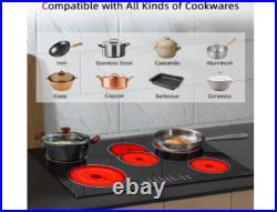 30 Inch Electric Cooktop, Built-in 5 Burner Electric Stovetop 8400W, 30 Glass 30 Inch Electric Cooktop, Built-in 5 Burner Electric Stovetop 8400W, 30 Glass