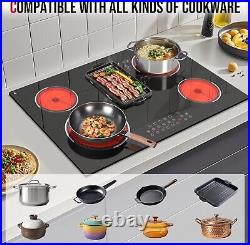30 Inch Electric Cooktop, Built-in 5 Burner Electric Stovetop 8400W, 30 Glass 30 Inch Electric Cooktop, Built-in 5 Burner Electric Stovetop 8400W, 30 Glass