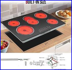 30 Inch Electric Cooktop, Built-in 5 Burner Electric Stovetop 8400W, 30 Glass 30 Inch Electric Cooktop, Built-in 5 Burner Electric Stovetop 8400W, 30 Glass