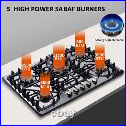 30 Inch Gas Cooktop, Built-In Stainless Steel Gas Stovetop 5 High Efficiency Bur