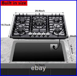 30 Inch Gas Cooktop, Built-In Stainless Steel Gas Stovetop 5 High Efficiency Bur