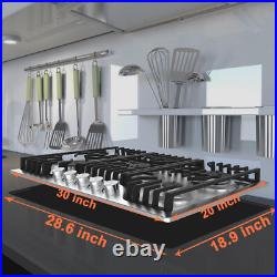 30 Inch Gas Cooktop Propane Gas Stove 5 Burner NG LPG Dual Fuel Stainless Steel