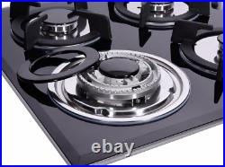 30 Inch Gas Cooktops Dual Fuel Sealed 5 Burners Drop-In Tempered Glass Gas Hob D