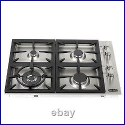 30 Inch Gas Hob (open Box) 4 Sealed Burners, Metal Knobs, Stainless Steel
