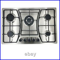 30 Inch Stainless Steel Gas Stovetop 5 Burners Built-In Gas Cooktop Gas Burner