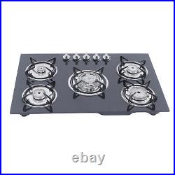 30 LPG NG 5Burner Gas Cooktop Built-in Stove Hob Cooktop Tempered Glass Kitchen