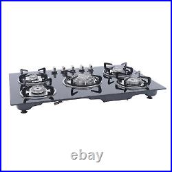30 LPG NG 5Burner Gas Cooktop Built-in Stove Hob Cooktop Tempered Glass Kitchen
