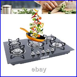 30 LPG NG Gas Cooktop Built-in 5 Burner Stove Hob Cooktop Tempered Glass US