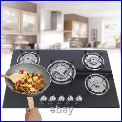 30 LPG NG Gas Cooktop Built-in 5 Burner Stove Hob Cooktop Tempered Glass US Top