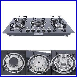 30 LPG NG Gas Cooktop Built-in 5 Burner Stove Hob Cooktop Tempered Glass US Top