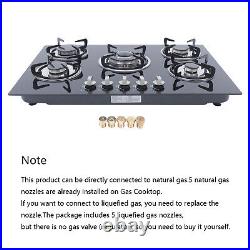 30 LPG NG Gas Cooktop Built-in 5 Burner Stove Hob Cooktop Tempered Glass US Top