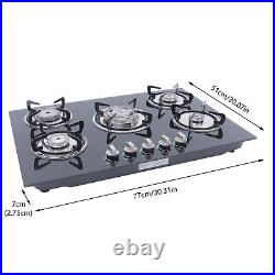 30 LPG NG Gas Cooktop Built-in 5 Burner Stove Hob Cooktop with Tempered Glass