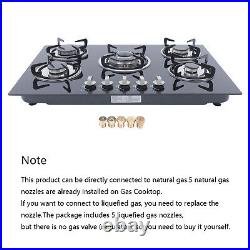 30 LPG NG Gas Cooktop Built-in 5 Burner Stove Hob Cooktop with Tempered Glass