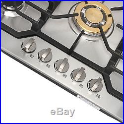 30 Stainless Steel 5 Burner Gas Cooktop NG/ LPG Conversion for Cook Top Stove