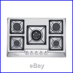 30 Stainless Steel 5 Italy Sabaf Burners Stove Top Gas Cooktop