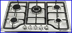 30 Stainless Steel Built-in 5 Stoves Natural Gas Hob + Gold Burner Cooktops