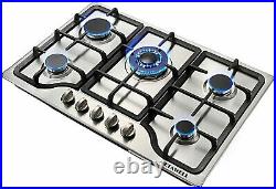 30 Stainless Steel Built-in 5 Stoves Natural Gas Hob + Gold Burner Cooktops